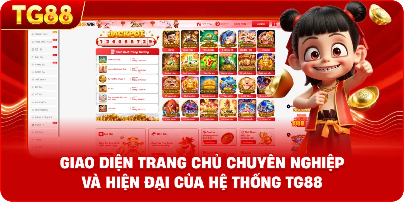 Giao diện trang chủ chuyên nghiệp và hiện đại của hệ thống TG88.